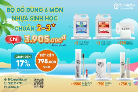 Combo Amenities 6 Món: Giảm 17% & Tặng Thêm 10% Hàng - Giá Trọn Gói Đã Gồm VAT