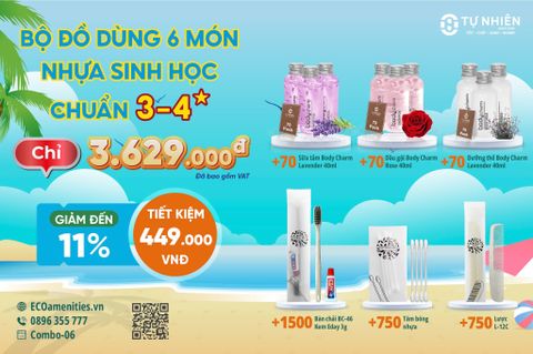 Combo Amenities 6 Món: Giảm 11% & Tặng Thêm 10% Hàng - Giá Trọn Gói Đã Gồm VAT