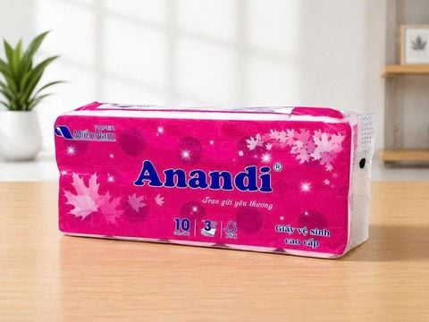 Giấy Vệ Sinh Anandi 10 Cuộn 2 Lớp 50gr: Đạt Chuẩn Khách Sạn 3-4 Sao, Chuẩn Cuộn Dùng 1 Ngày