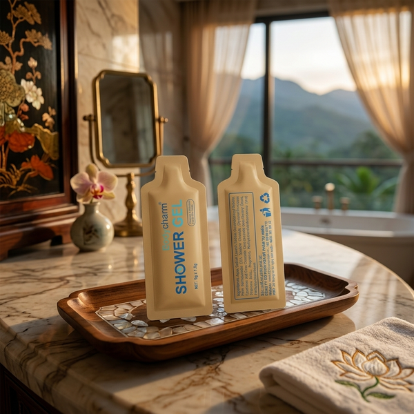 Combo 600 Sữa Tắm Gói Giấy Kraft Bodycharm 5g – Giải Pháp Amenities Xanh Cho Khách Sạn
