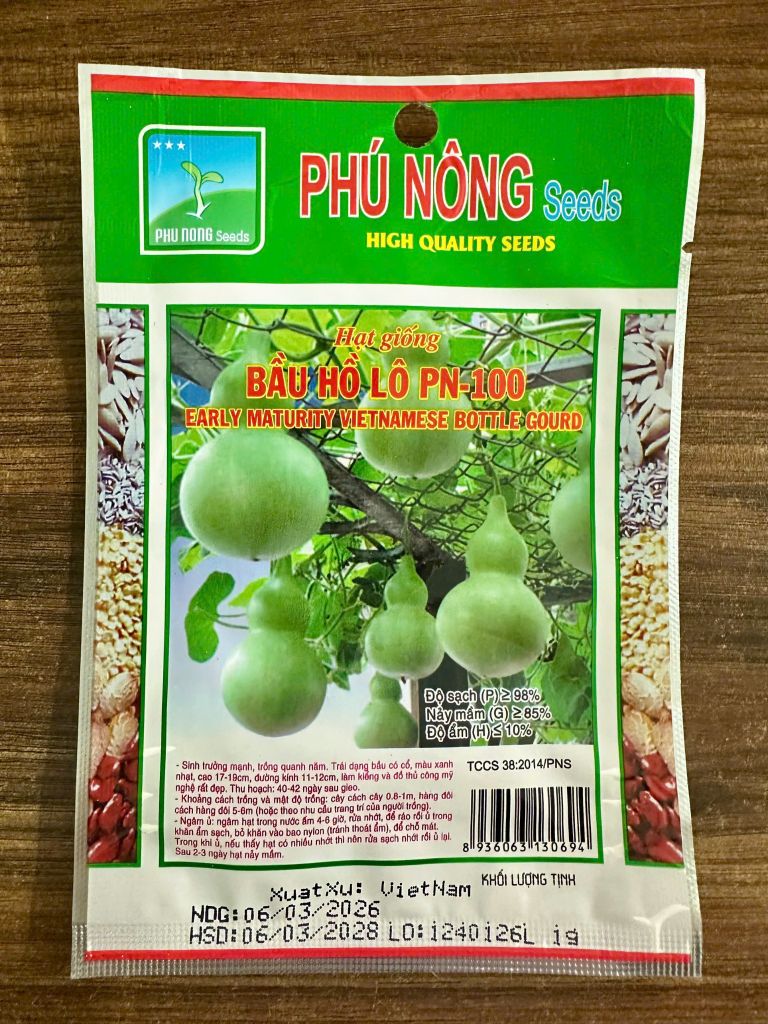  Hạt Giống Bầu Hồ Lô PN 100 Phú Nông – Gói Cao Sản Siêu Trái, Tạo Hình Đẹp 