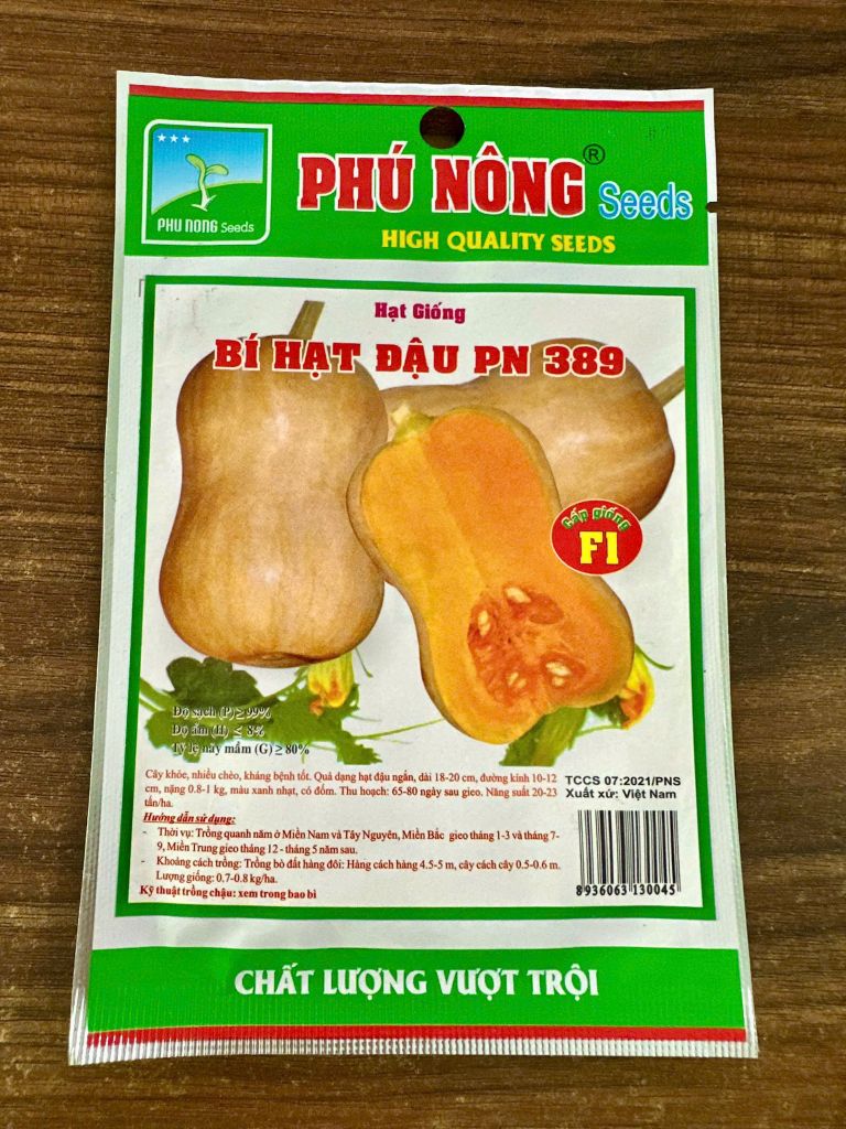  Hạt Giống Bí Hạt Đậu PN-389 Phú Nông – Dẻo Ngọt, Sai Trái, Kháng Bệnh Vượt Trội 
