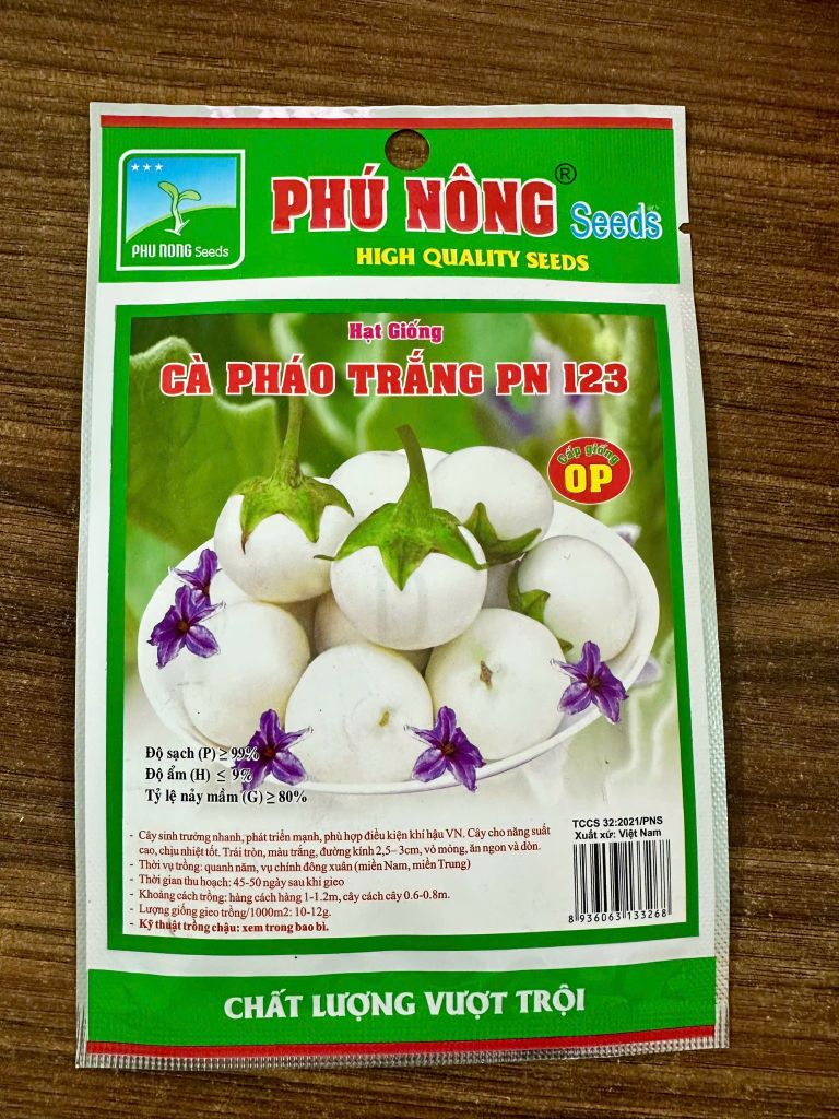  Hạt Giống Cà Pháo Trắng PN123 – Trái Tròn Đều, Giòn Tan, Dễ Trồng Sân Thượng 