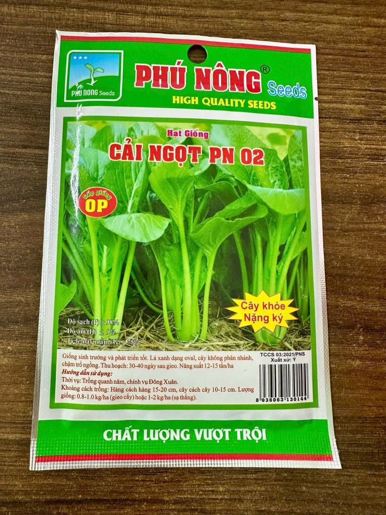  Hạt Giống Cải Ngọt Phú Nông PN-02 - Nảy Mầm Khỏe, Thân Lá Xanh Mướt, Ăn Giòn Ngọt 
