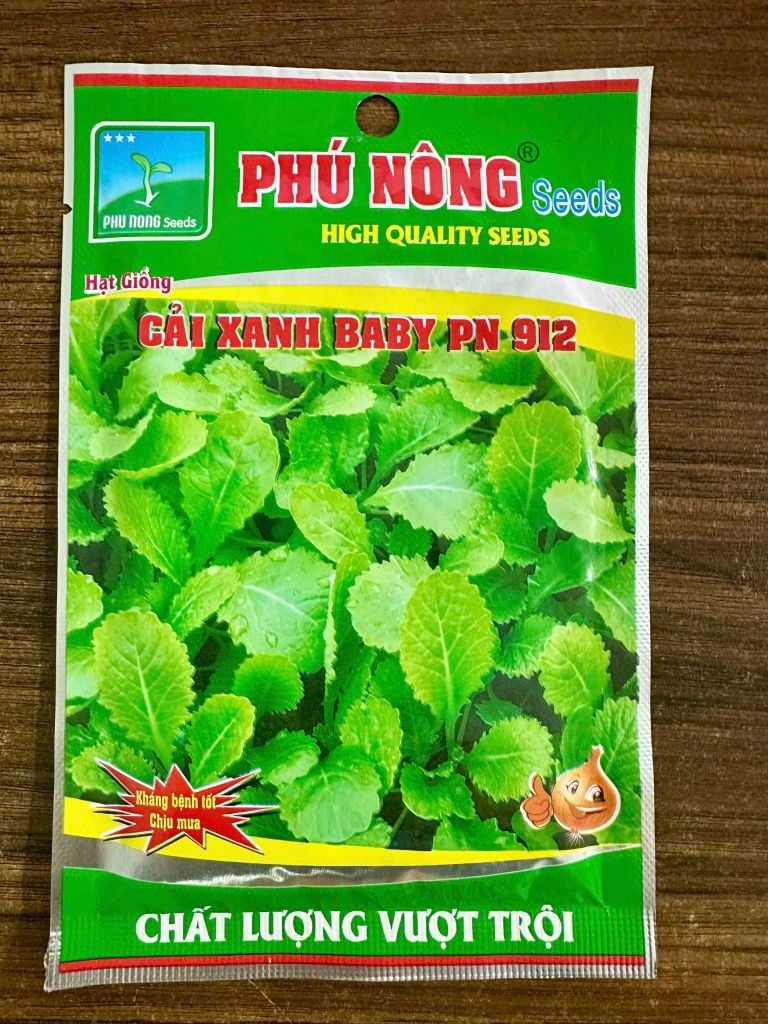  Hạt Giống Cải Xanh Baby PN 912 Phú Nông – Gói Cao Sản Ngọt Giòn, Thu Hoạch Nhanh 