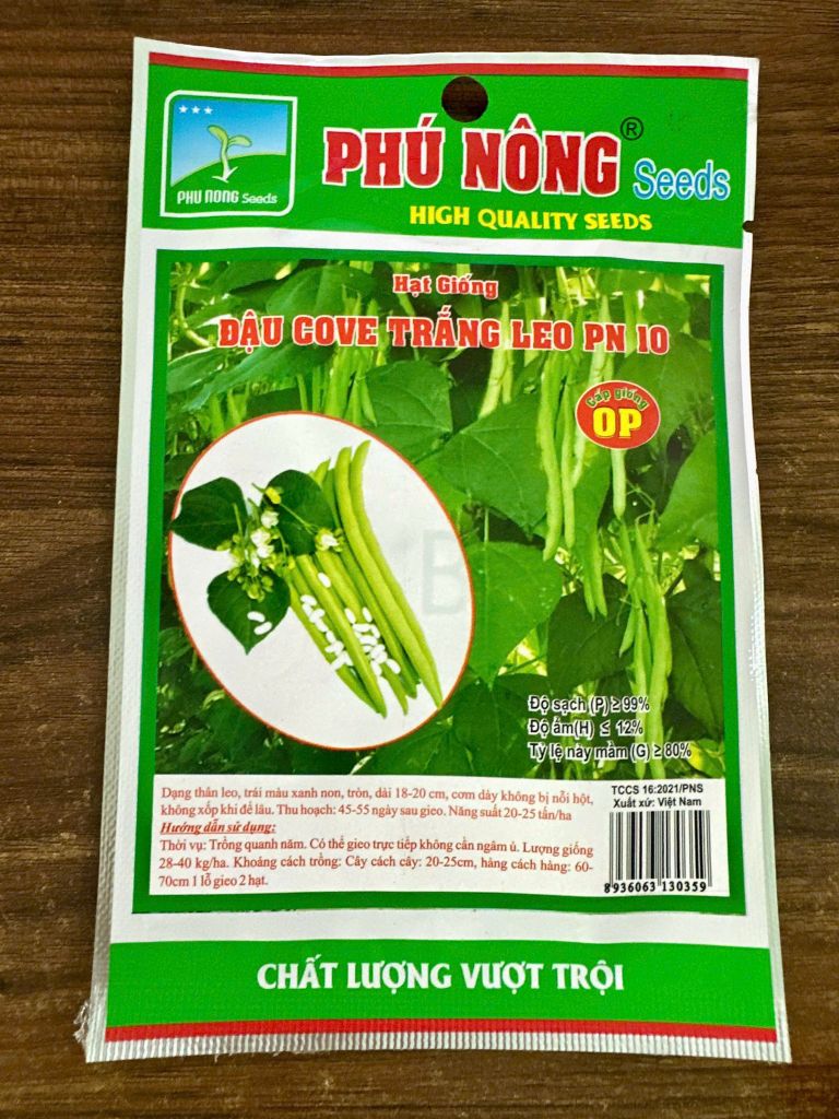  Hạt Giống Đậu Cove Trắng Leo PN10 – Năng Suất Cao, Trái Sai Trĩu Cành 
