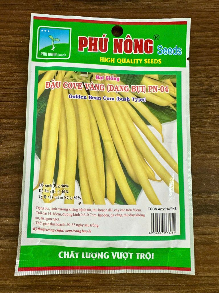  Hạt Giống Đậu Cove Vàng Dạng Bụi PN-04 – Không Cần Làm Giàn, Thu Hoạch Siêu Nhanh 