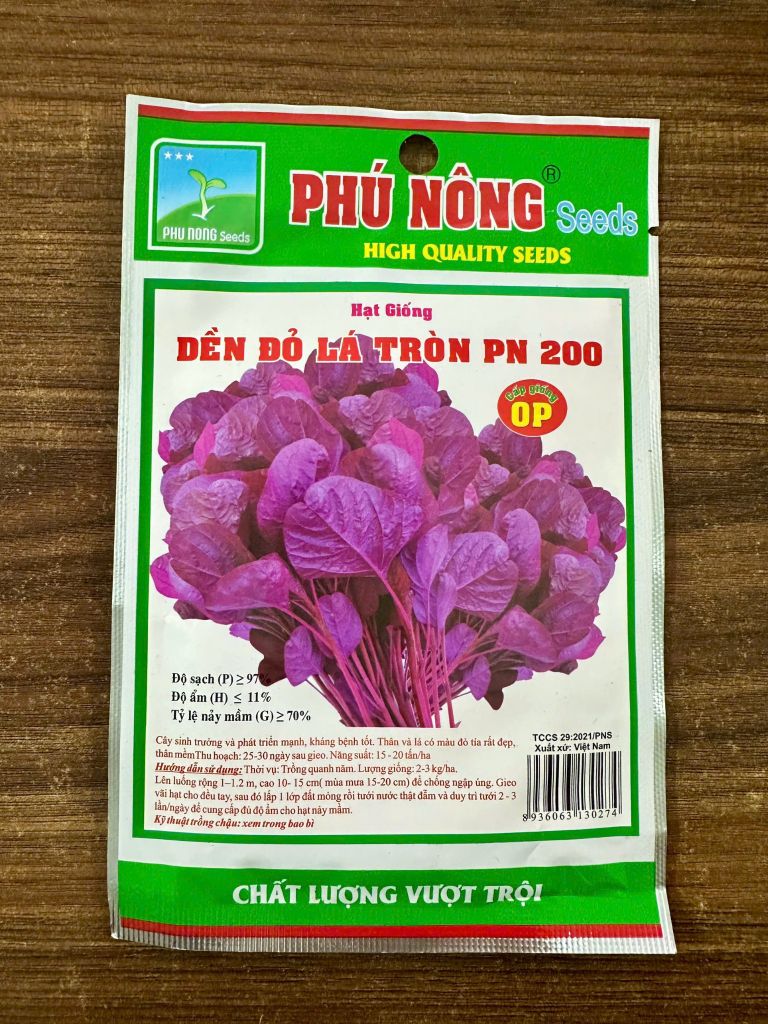  Hạt giống rau dền đỏ lá tròn PN 200 
