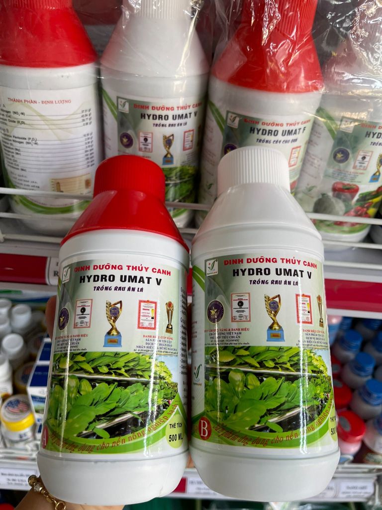  Dinh dưỡng thủy canh Hydro Umat V - Bộ đôi Part A & B chuyên dụng cho rau ăn lá (Cặp 1 Lít) 