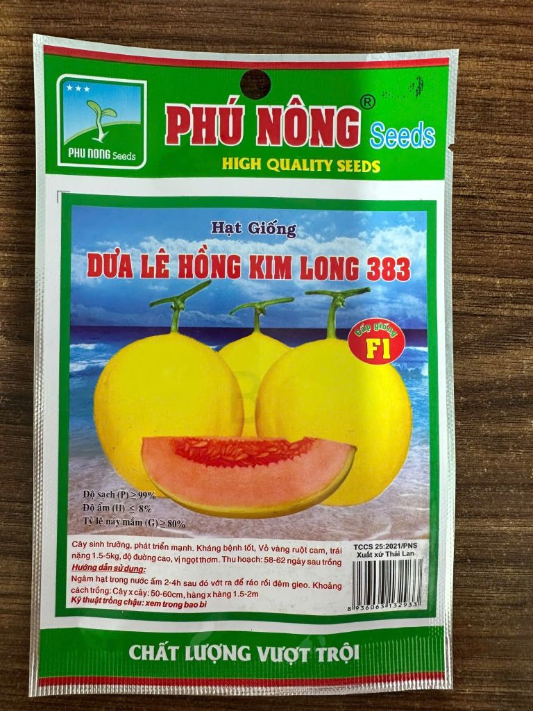  Hạt Giống Dưa Lê Hồng Kim Long 383 - Vỏ Vàng Ruột Cam, Siêu Ngọt & Thơm 