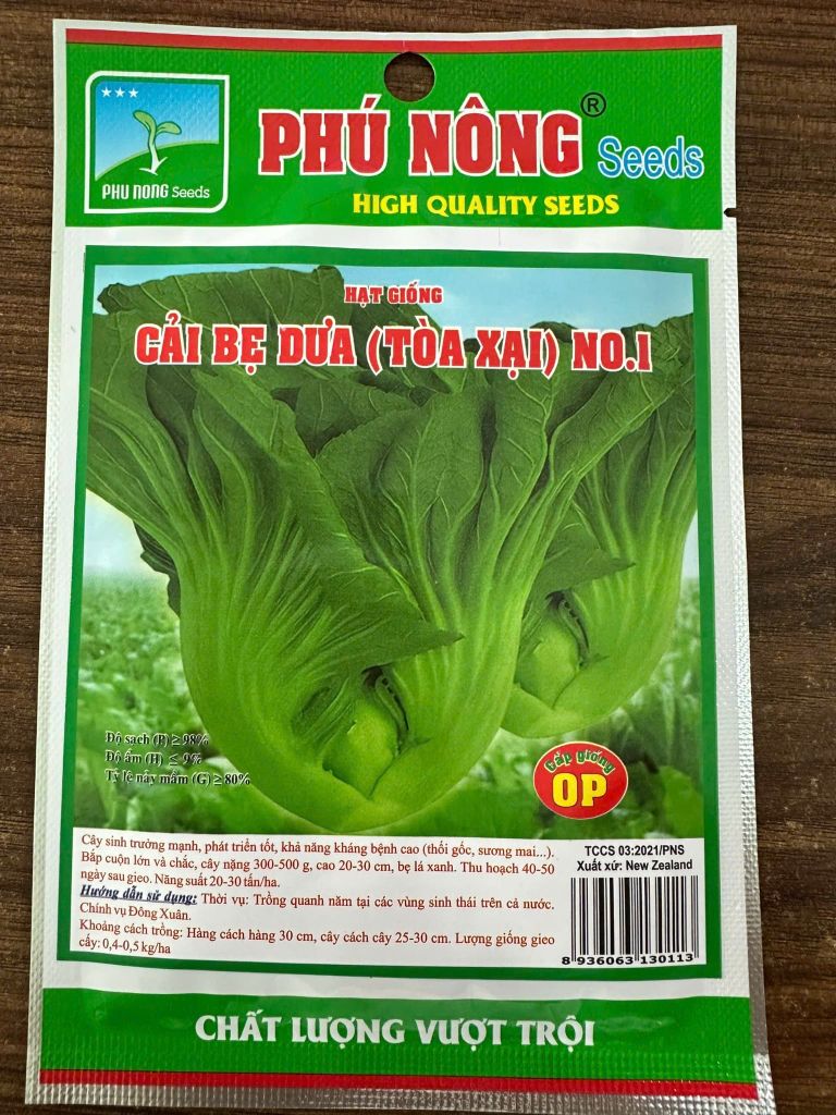  Hạt Giống Cải Bẹ Dưa (Tòa Sại) No.1 Phú Nông - Cấp Giống OP, Bắp Cuộn Lớn, Kháng Bệnh Tốt 