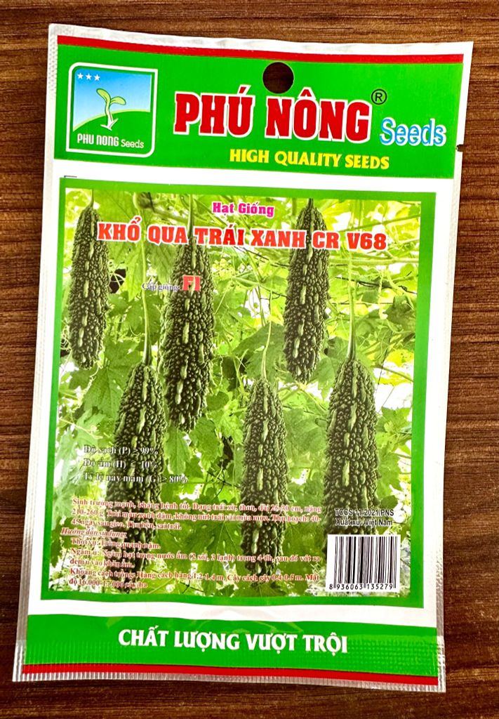  Hạt Giống Khổ Qua Trái Xanh CR V68 Phú Nông - F1 Năng Suất Cao, Trái Dài Đẹp 