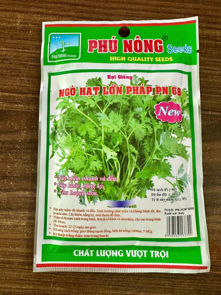  Hạt Giống Ngò Lớn Pháp PN-68 Phú Nông - Gói [Trọng lượng, ví dụ: 20g/50g] - Sinh Trưởng Mạnh, Thơm Đậm Đà 