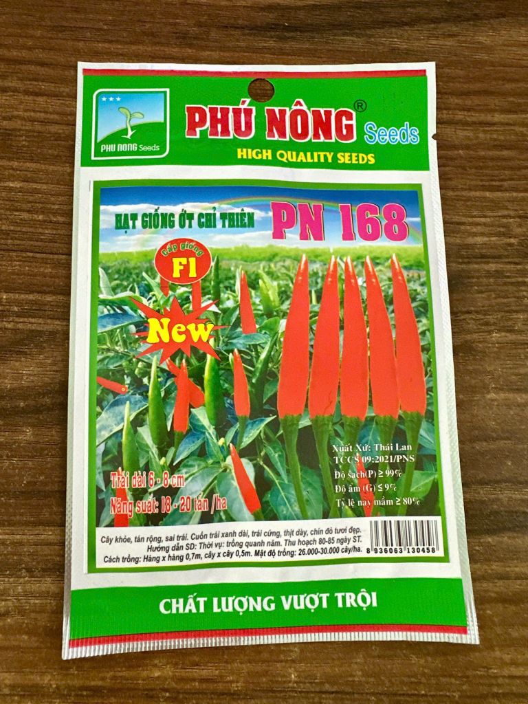  Hạt Giống Ớt Chỉ Thiên PN-168 Phú Nông – Siêu Trái, Cay Thơm, Kháng Bệnh Khỏe 