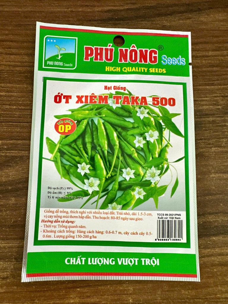  Hạt Giống Ớt Xiêm Taka 500 – Siêu Đậu Trái, Vị Cay Thơm, Kháng Bệnh Khỏe 