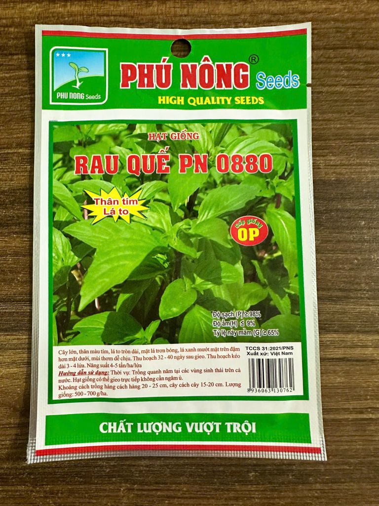  Hạt Giống Rau Quế PN-0880 Phú Nông – Lá Lớn, Thơm Đậm Vị, Thu Hoạch Quanh Năm 
