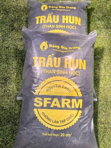 Trấu hun than sinh học Sfarm bao 20dm3 không lẫn tạp chất cải tạo đất và tạo độ tơi xốp