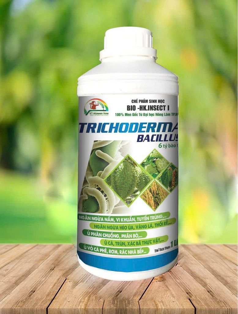  Nấm đối kháng Trichoderma Bacillus - Chế phẩm sinh học ủ phân, ngăn ngừa thối rễ (Chai 1 Lít) 