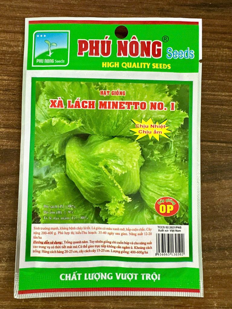 Hạt Giống Xà Lách Minetto No.1 Phú Nông – Cuộn Búp Tốt, Giòn Ngọt, Chịu Nhiệt Cao 