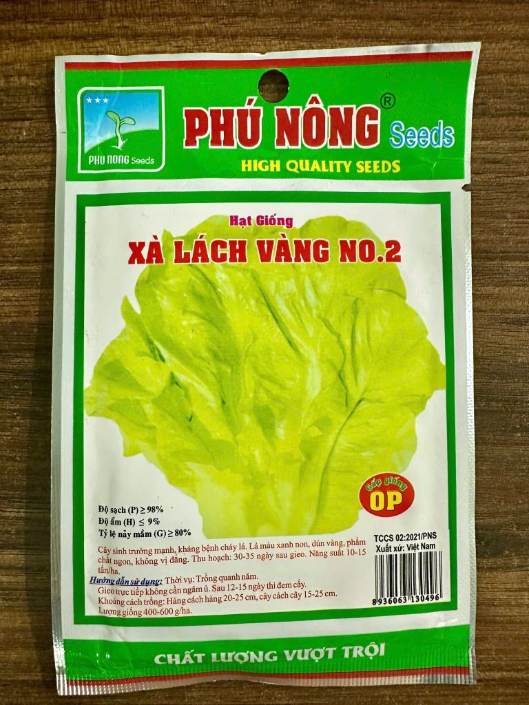  Hạt Giống Xà Lách Vàng No2 Cao Sản – Gói Siêu Lá, Ngọt Giòn Cuộn Nhẹ 