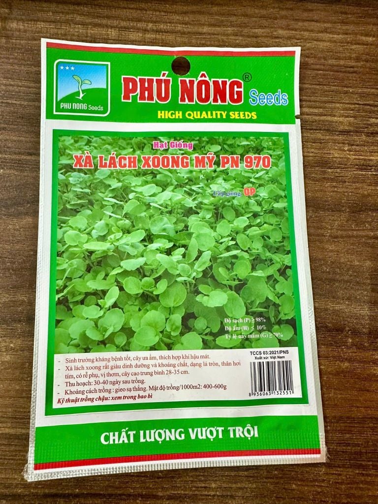  Hạt Giống Xà Lách Xoong Mỹ Phú Nông PN-970 - Dễ Trồng Thùng Xốp, Giàu Dinh Dưỡng, Ăn Giòn Ngọt 