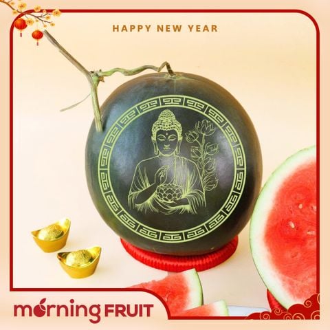  Dưa hấu Tiểu Hắc Long (khắc chữ) - Đức Phật Từ Bi 