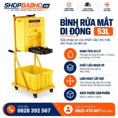 BÌNH RỬA MẮT DI ĐỘNG 53L DẠNG KHÔNG XE ĐẨY VÀ XE ĐẨY – THIẾT BỊ RỬA MẮT KHẨN CẤP