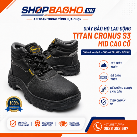 Giày Bảo Hộ Lao Động Titan Cronus S3 Mid Cao Cổ - Đế Cao Su Chống Dầu Chống Trượt