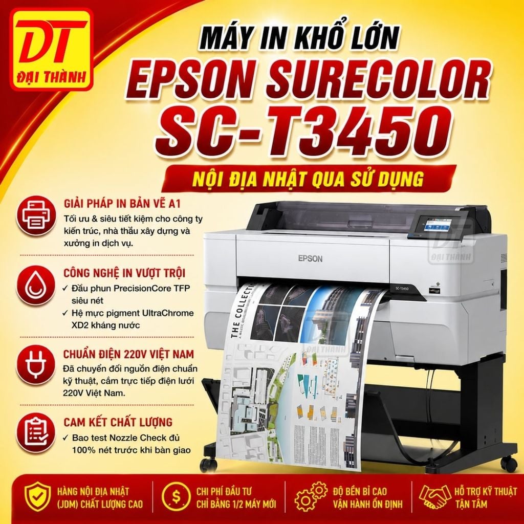 MÁY IN KHỔ LỚN A1 EPSON SURECOLOR SC-T3450 NỘI ĐỊA NHẬT ĐÃ QUA SỬ DỤNG