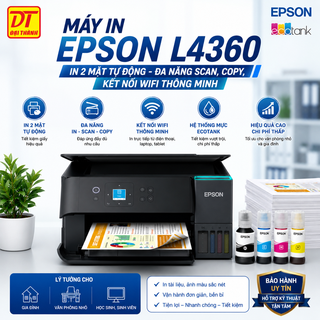 Máy In Epson L4360 - In 2 Mặt Tự Động - Scan Copy Wifi