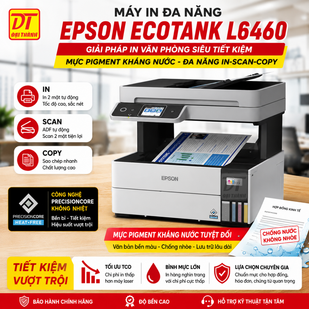 Máy In Epson EcoTank L6460 - Đa năng In-Scan-Copy, Wifi