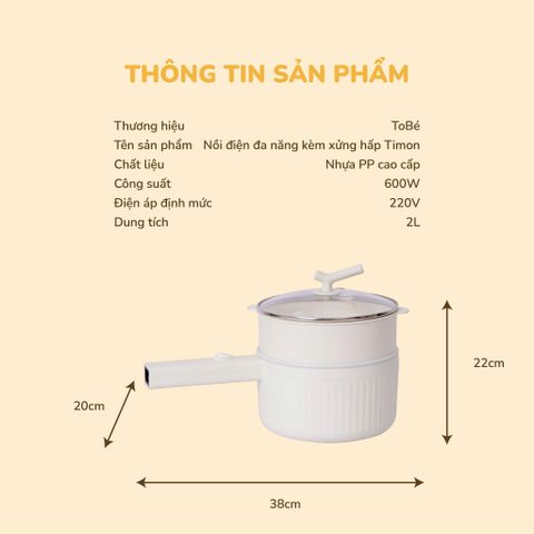  Nồi Điện Đa Năng Kèm Xửng Hấp TIMON MS 9148 