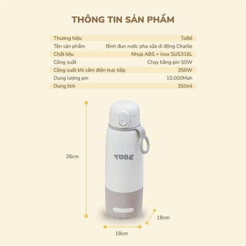  Bình Đun Nước Pha Sữa Di Động Charlie MS 9145 