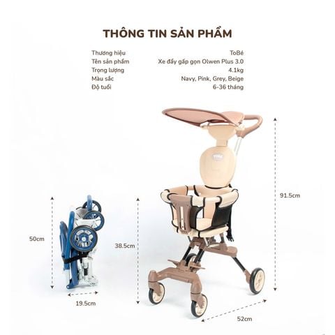  Xe Đẩy Gấp Gọn Olwen Plus 3.0 MS 8124 