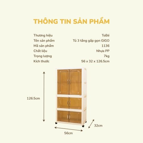  Tủ 3 Tầng Gigo MS 1136 