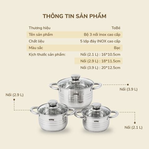  Bộ 3 nồi inox cao cấp MS 9157 