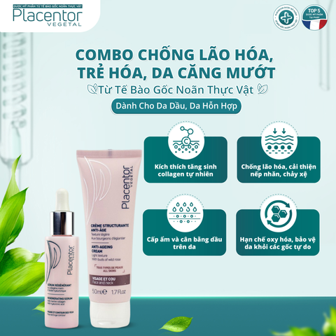  Bộ Combo Trẻ Hóa, Da Căng Mướt Da Từ Tế Bào Gốc Noãn Thực Vật -  Dành Cho Da Dầu, Da Hỗn Hợp 