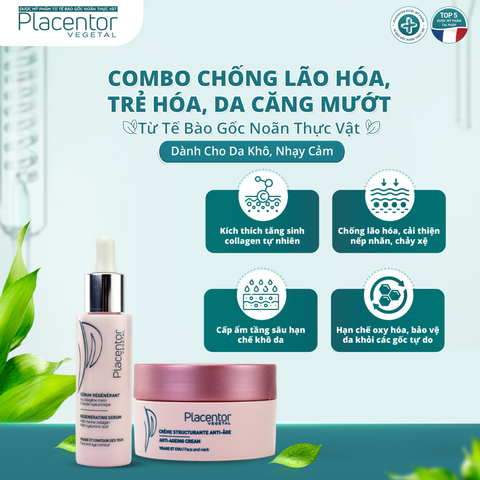  ComboTrẻ Hóa, Da Căng Mướt Da Từ Tế Bào Gốc Noãn Thực Vật – Dành Cho Da Khô, Nhạy Cảm 