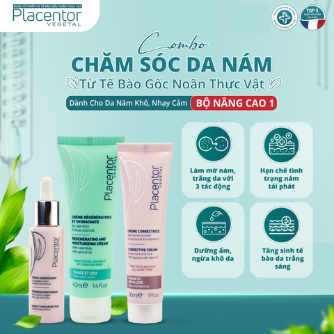  Combo Chăm Sóc Da Nám Từ Tế Bào Gốc Noãn Thực Vật ( Dành Cho Da Nám Khô, Nhạy Cảm ) 