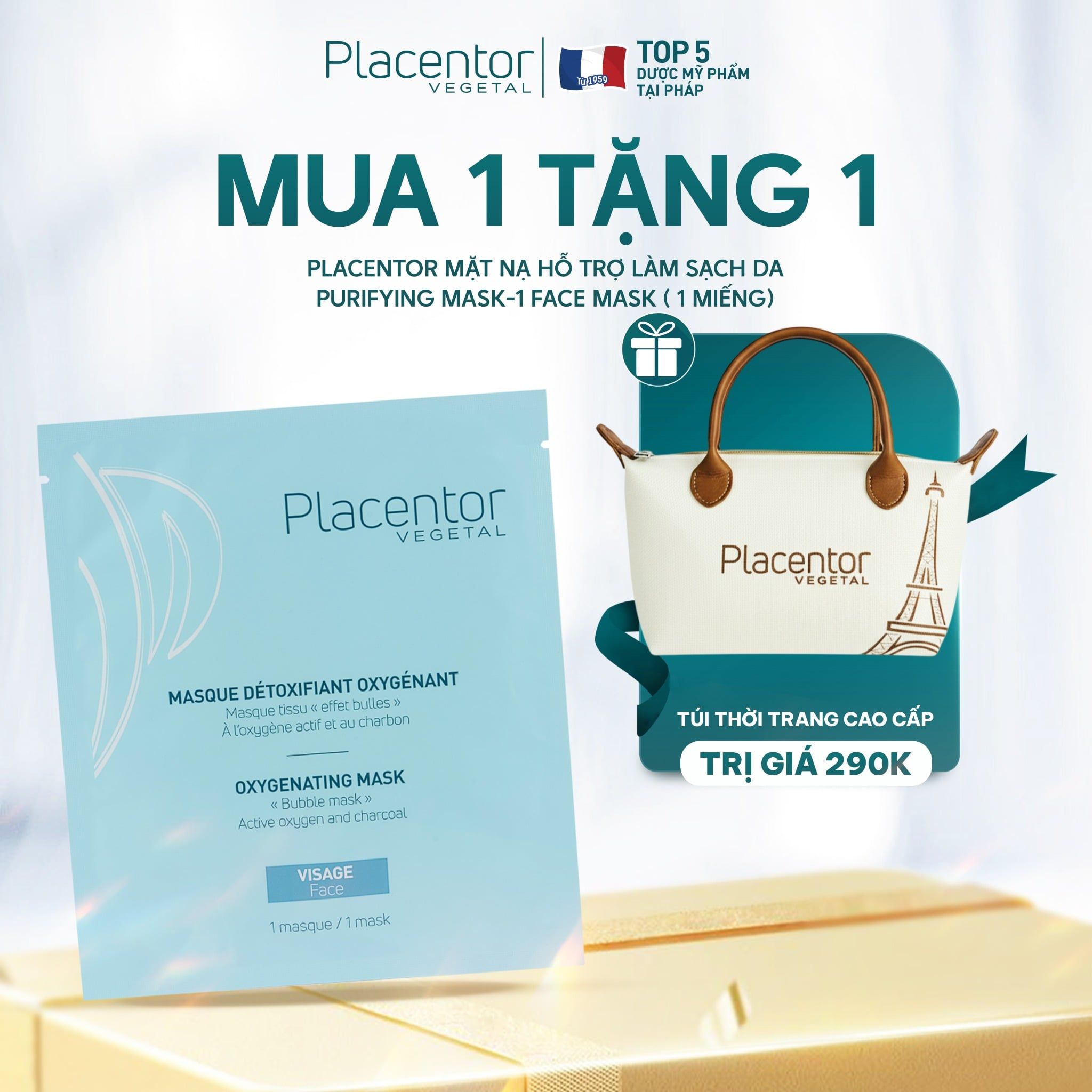 Mặt Nạ Hỗ Trợ Làm Sạch Da Placentor Vegetal Purifying Mask-1 Face Mask