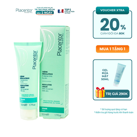  Kem Tái Sinh Và Nuôi Dưỡng (Dành Cho Da Dầu, Da Hỗn Hợp) Placentor Regulating Cream Face 