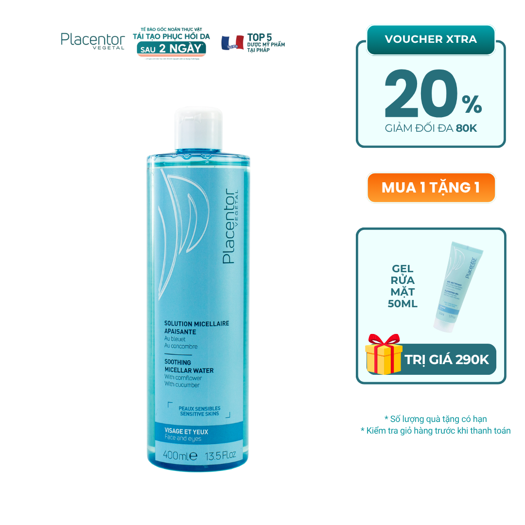 Nước Tẩy Trang Cho Da Nhạy Cảm Placentor Vegetal Solution Micellaire Apaisante Soothing Micellar Water