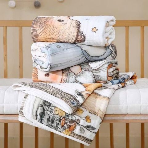 Khăn tắm xô 6 lớp siêu mềm in hình 5D