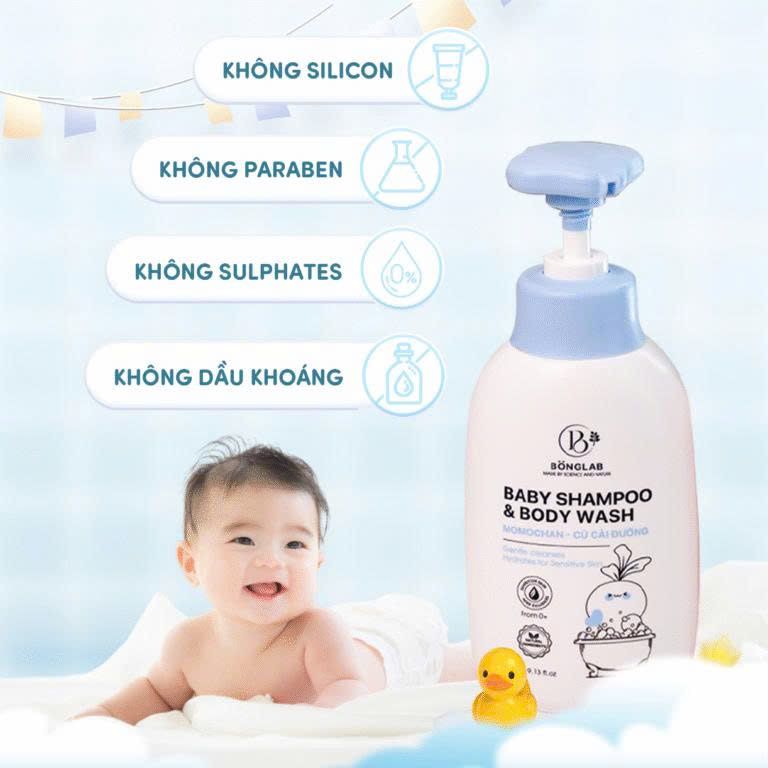 Sữa tắm gội toàn thân Baby Shampoo &Body Wash Củ Cải Đường Bonglab