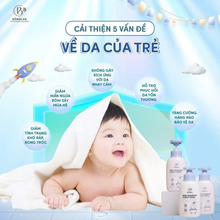 Sữa tắm gội toàn thân Baby Shampoo &Body Wash Củ Cải Đường Bonglab