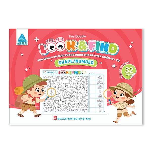 Sách Look and Find Cho Bé – SHAPE/NUMBER Và SHAPE/ COLOR Tìm Hình và Tô Màu Thông Minh Phát Triển IQ EQ  - Bộ 2 Cuốn – ABBOOKS