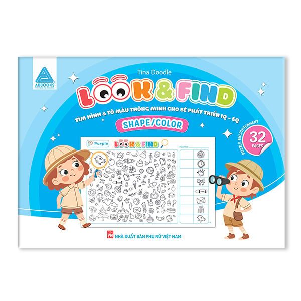 Sách Look and Find Cho Bé – SHAPE/NUMBER Và SHAPE/ COLOR Tìm Hình và Tô Màu Thông Minh Phát Triển IQ EQ  - Bộ 2 Cuốn – ABBOOKS