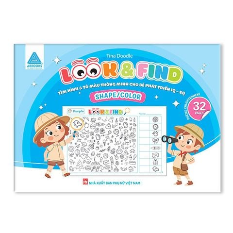 Sách Look and Find Cho Bé – SHAPE/NUMBER Và SHAPE/ COLOR Tìm Hình và Tô Màu Thông Minh Phát Triển IQ EQ  - Bộ 2 Cuốn – ABBOOKS