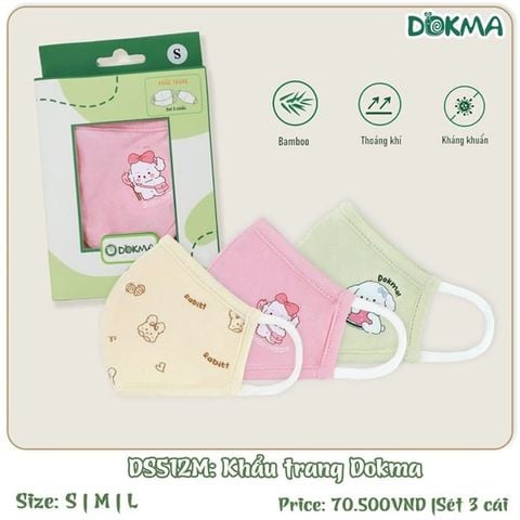 Khẩu trang bé gái Dokma DS512 size L (Set 3 chiếc) (Hộp)