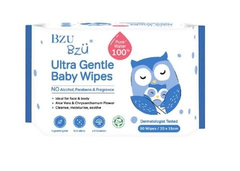 Khăn ướt dịu nhẹ cho bé Bzu Bzu (30 tờ)